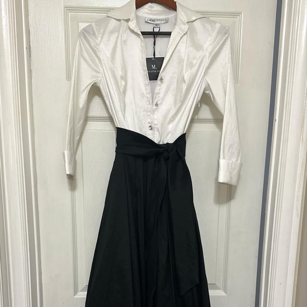 Melanie Lyne Elegant White and Black Dress